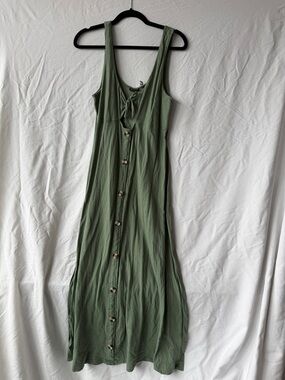 ASOS Olive Green Tie-Front Button Maxi Dress
